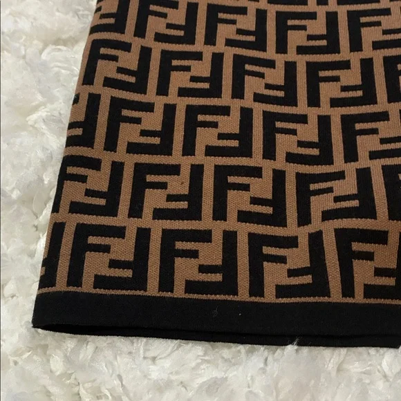 Fendi Brown & Black FF Logo Knit Pencil Skirt - Picture 5 of 9